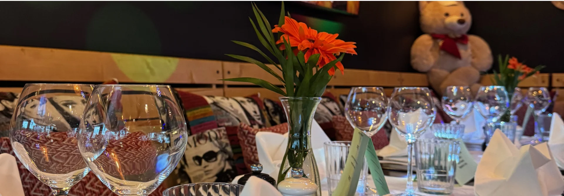 Table dressed for a private event at Chez Milen