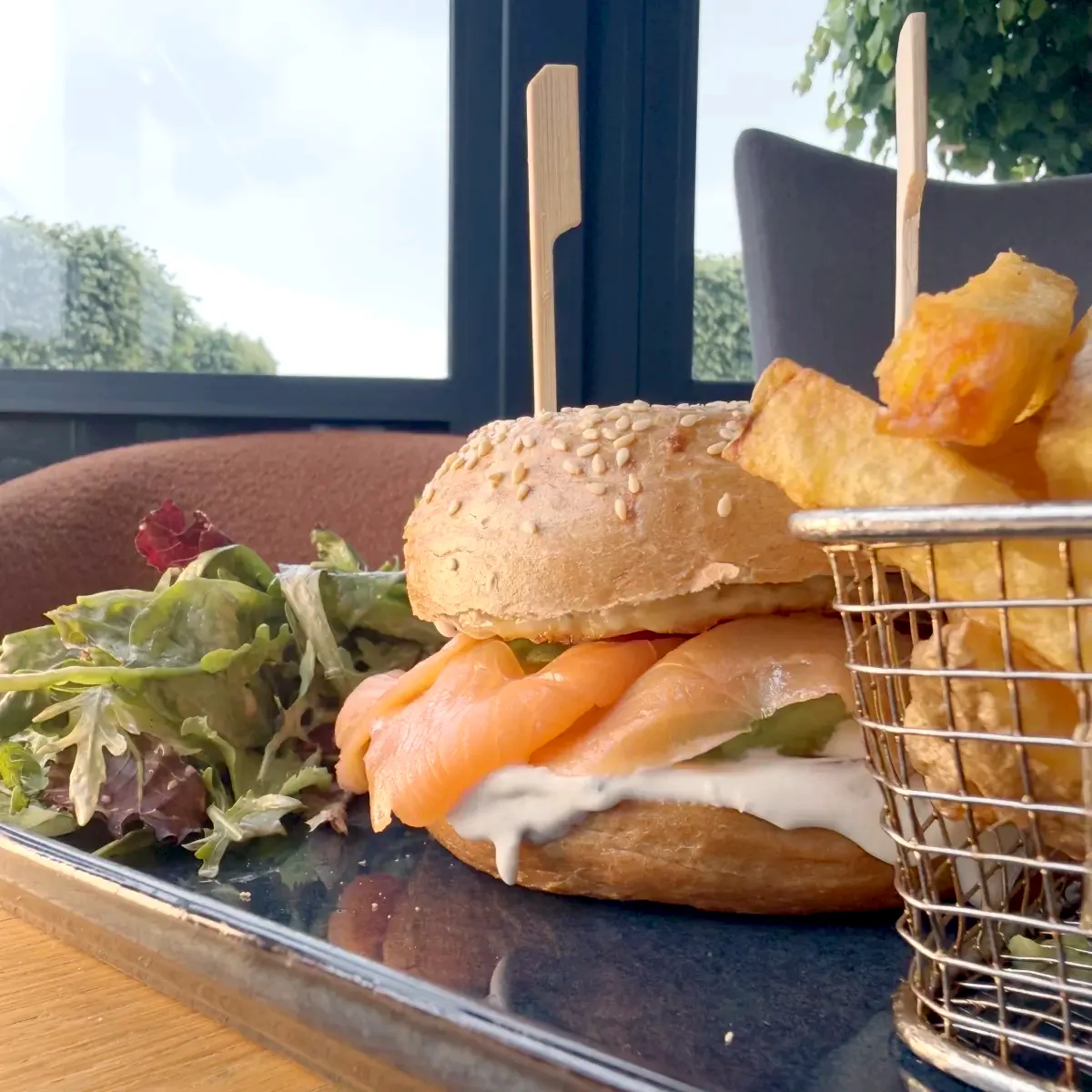 Burger and fries detail